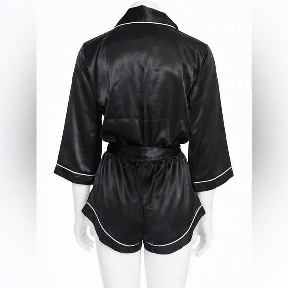 🆕 Fashion Nova Black Satin Pajama One Piece - Picture 3 of 5